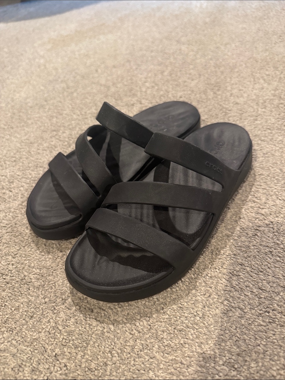NWOT CROCS Womens Black Multi-Strap Slide Sandals